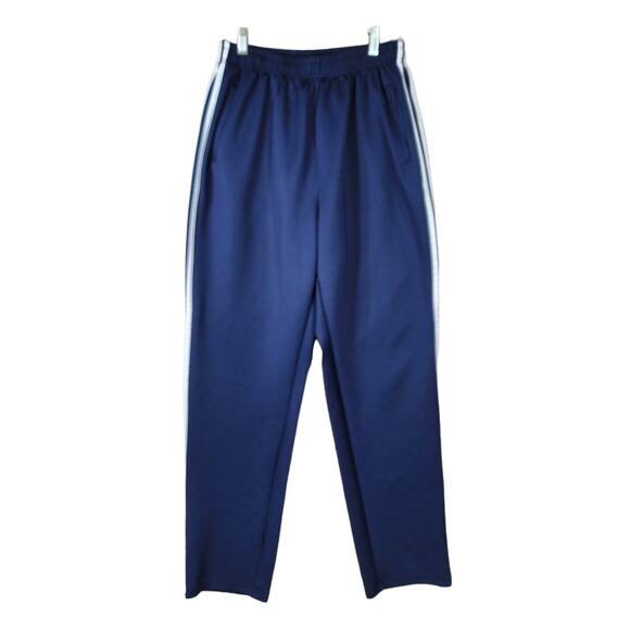 Adidas Mens Joggers Sweatpants M Navy Blue White 3 Stripes Pockets Heavyweight - Picture 1 of 10